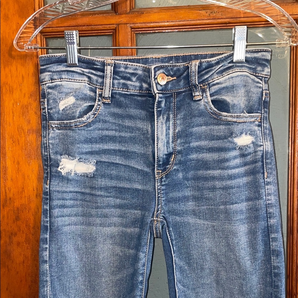 American Eagle Outfitters Ripped Blue Skinny Jeans - Picture 2 of 8